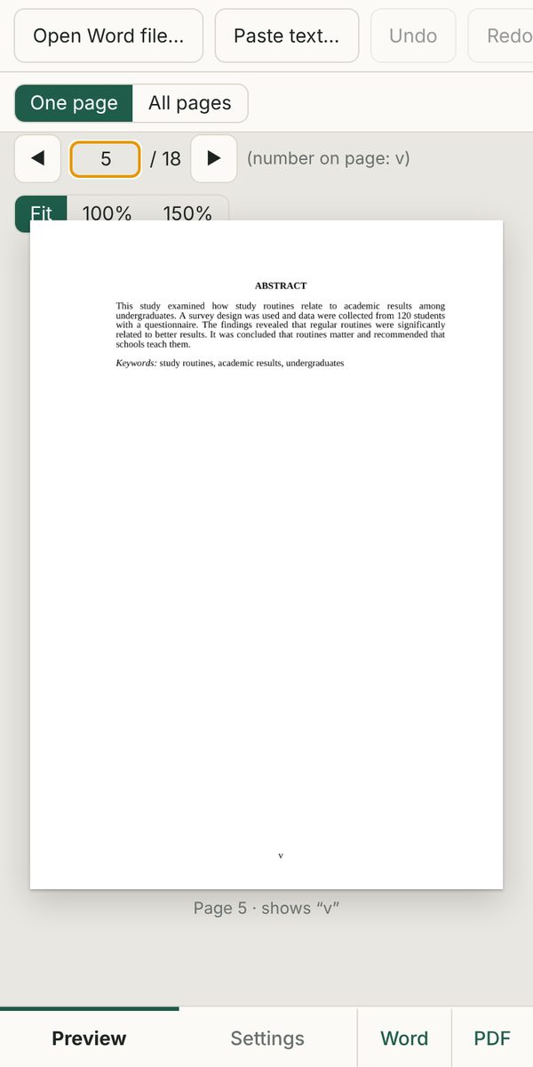 Preview of the abstract page